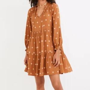 Madewell Tie-Neck Tiered Mini Dress